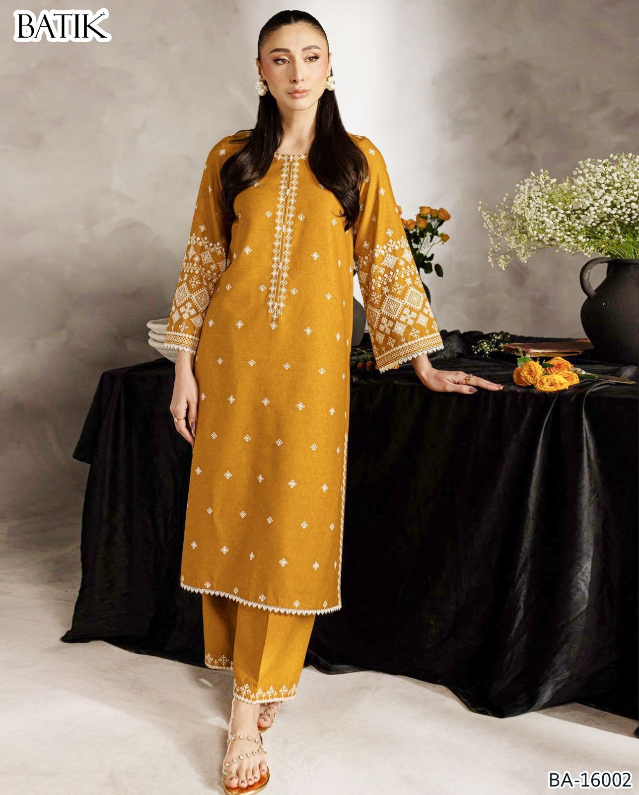 Batik 2-Piece Embroidered Lawn Suit – Neck Patch & Daman Detail (90/70 Quality)