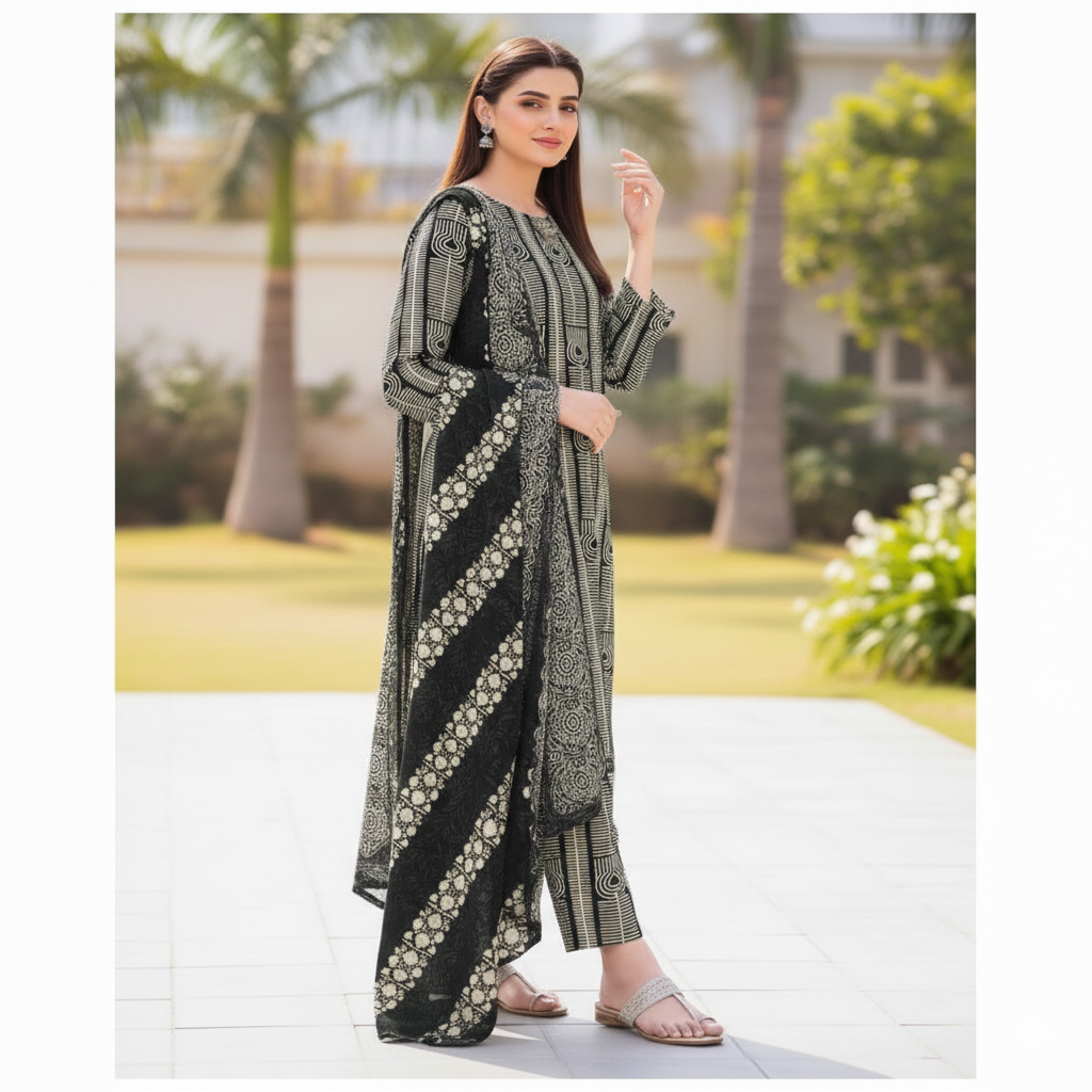 Karandi Unstiched 3-Pc Printed Winter Collection 2026
