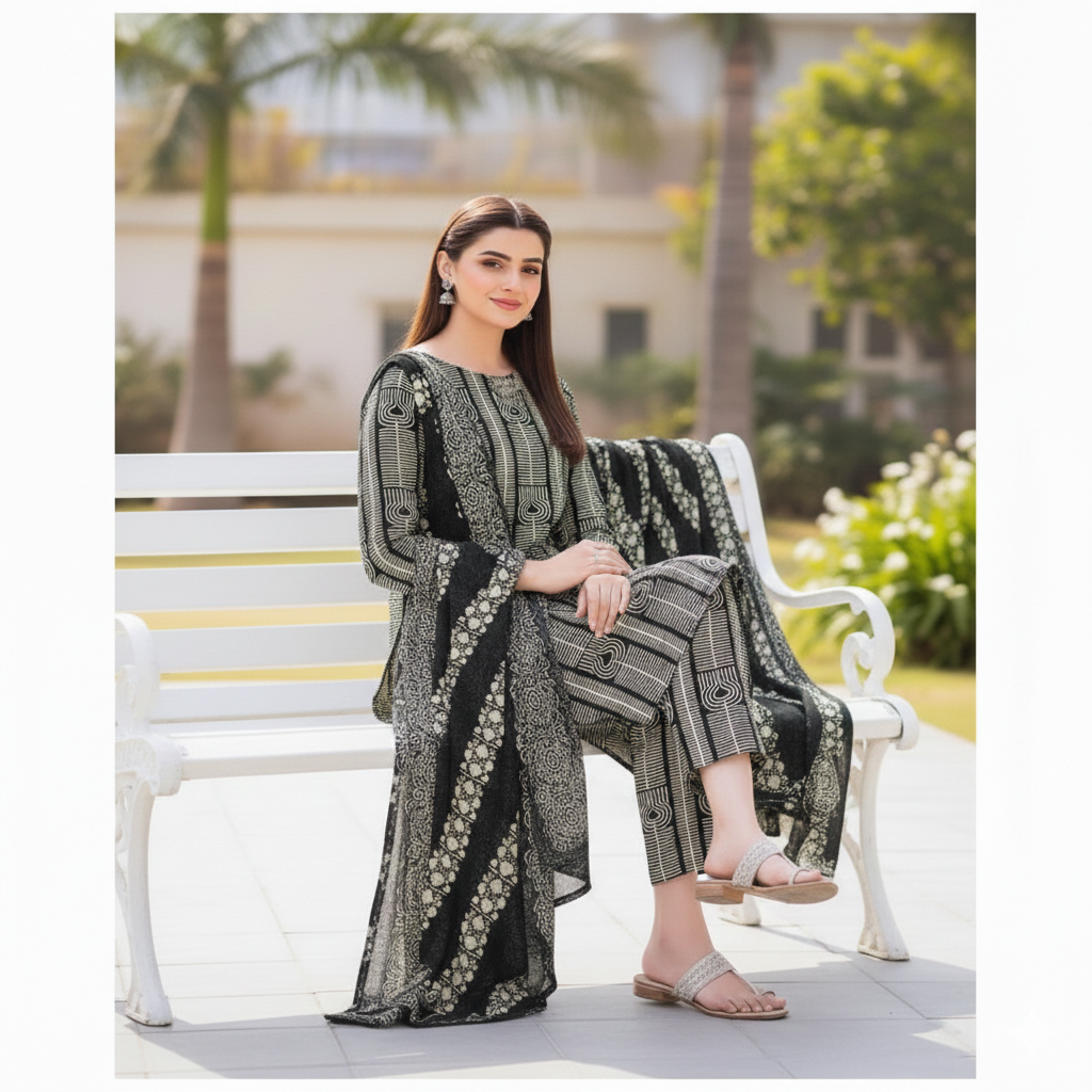 Karandi Unstiched 3-Pc Printed Winter Collection 2026