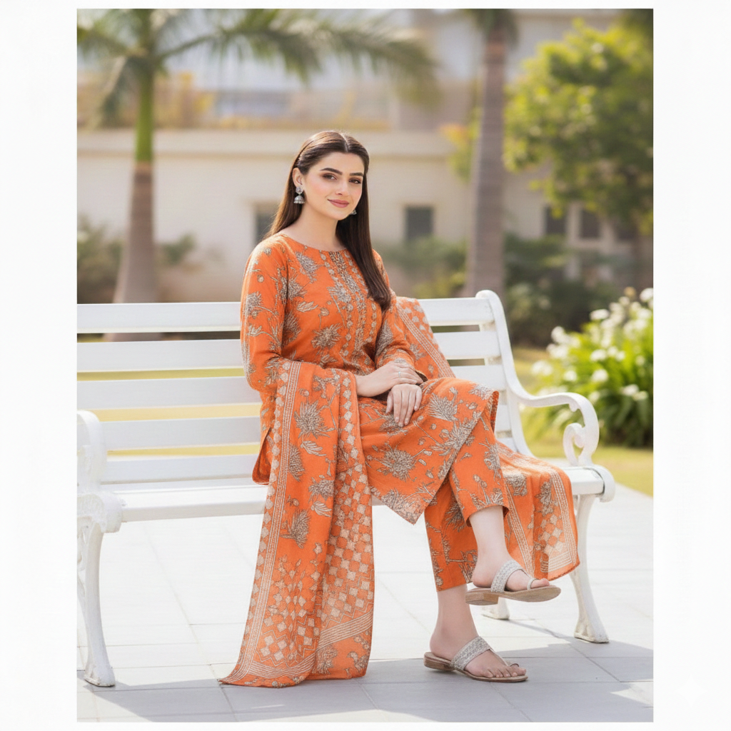 Karandi Unstiched 3-Pc Printed Winter Collection 2026