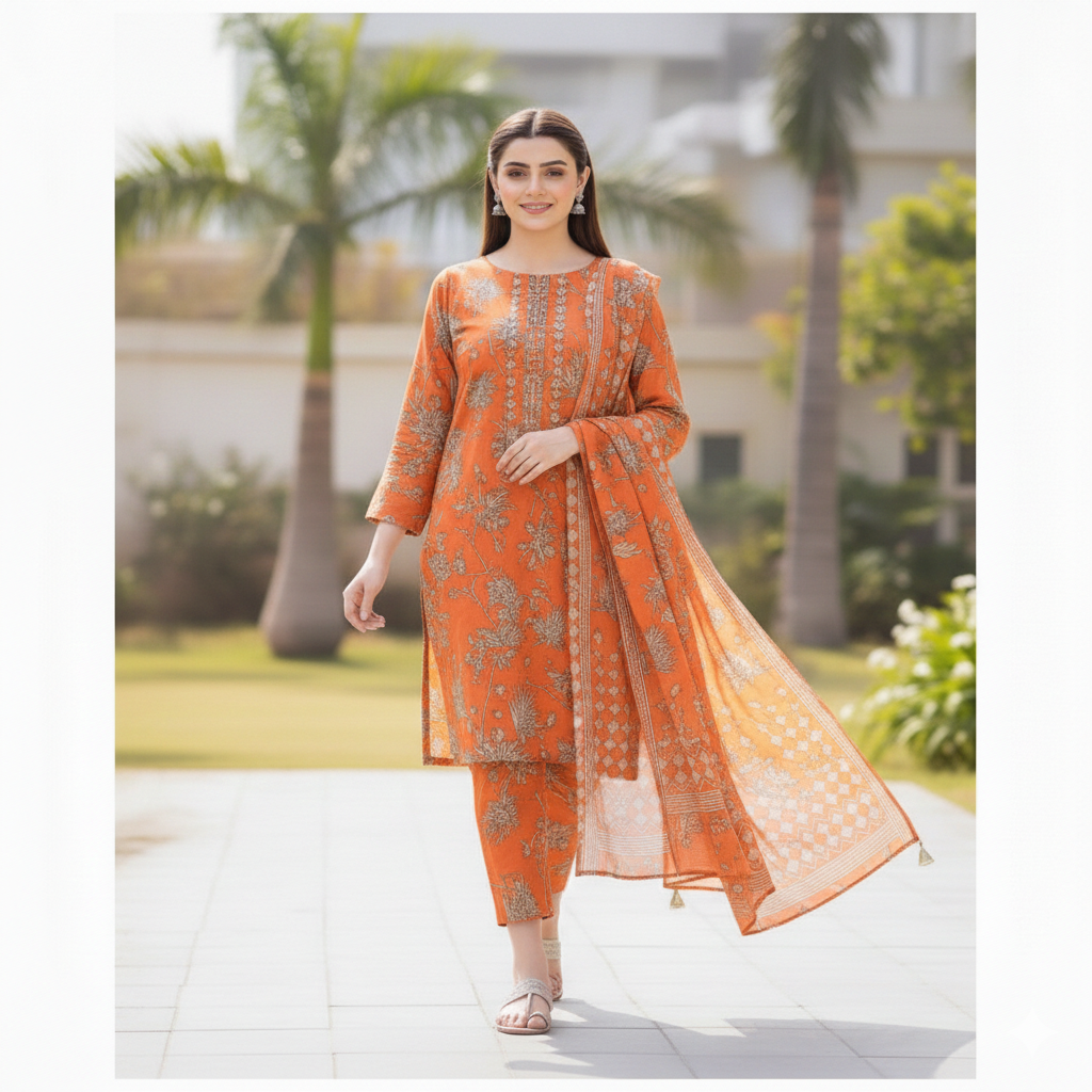 Karandi Unstiched 3-Pc Printed Winter Collection 2026