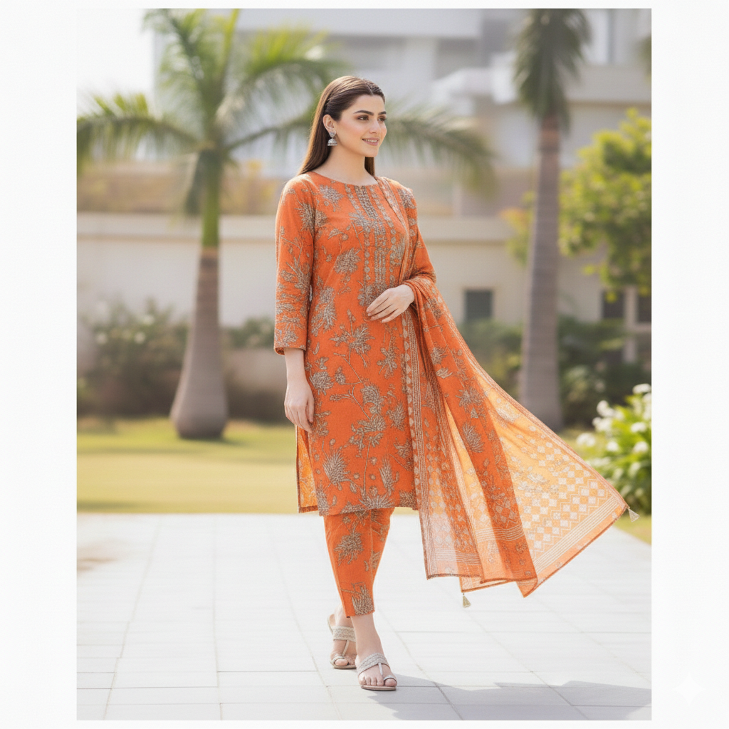 Karandi Unstiched 3-Pc Printed Winter Collection 2026