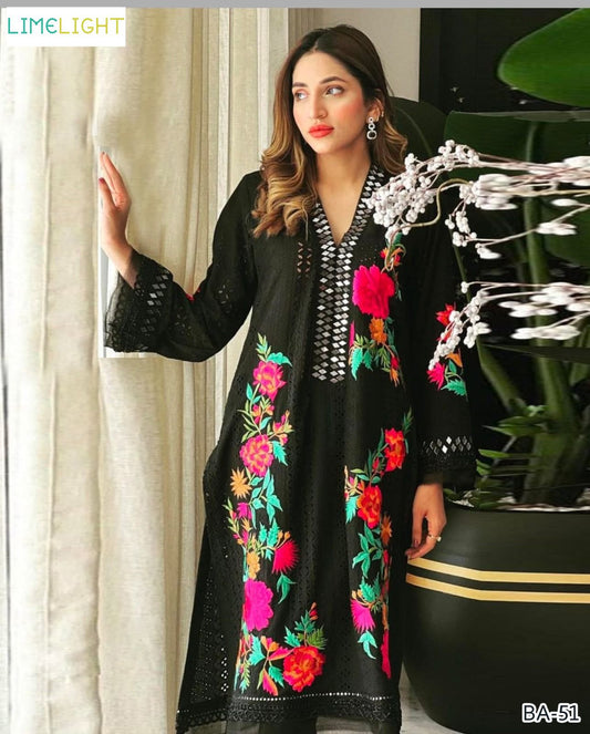 Limelight Unstitched 2-Piece Embroidered Lawn Suit – 90/70 Quality with Daman Patch