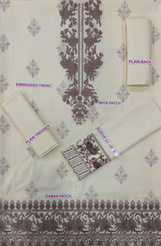 Zainab Chottani Unstitched 2-Piece Embroidered Lawn – 90/70 Luxury with Daman Patches