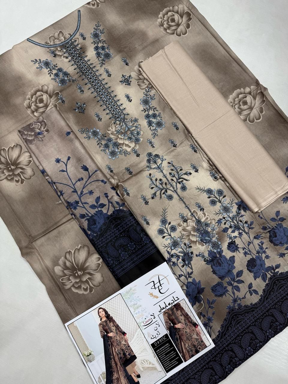 Summer 2026 Unstitched 3-Piece Lawn Suit – Panel Sequence Embroidery & Printed Back