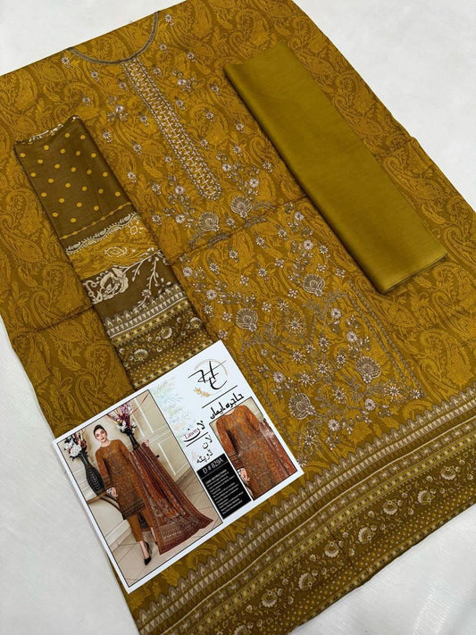 Summer 2026 Unstitched 3-Piece Lawn Suit – Panel Sequence Embroidery & Printed Back