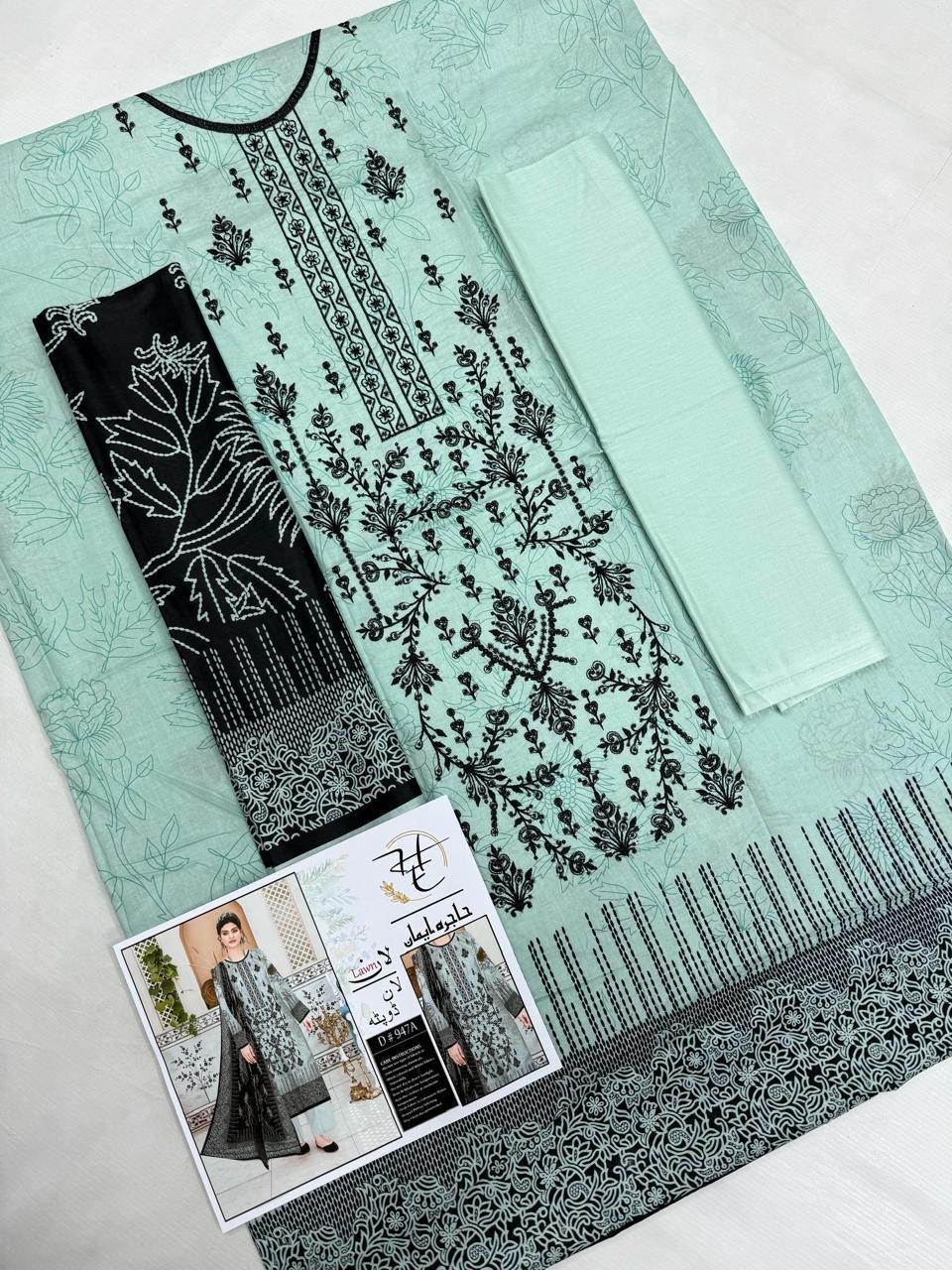 Summer 2026 Unstitched 3-Piece Lawn Suit – Panel Sequence Embroidery & Printed Back